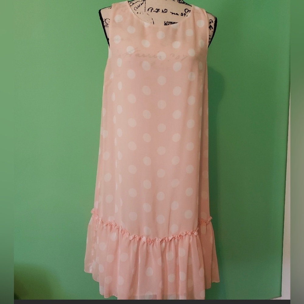 Brand New Tommy Hilfiger Pink & White Polka Dot Dress - Size 6